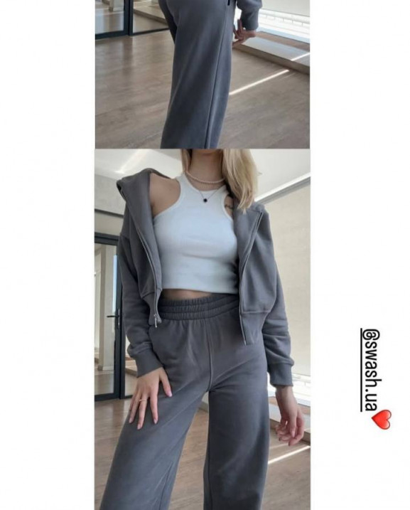 7 Спортивний костюм на флісі з довгою блискавкою з капюшоном